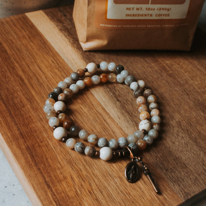 St. Drogo Light Roast | Stretch & Wrap Rosary Bracelet